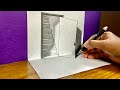 Cool 3d door optical illusion  trick art on paper