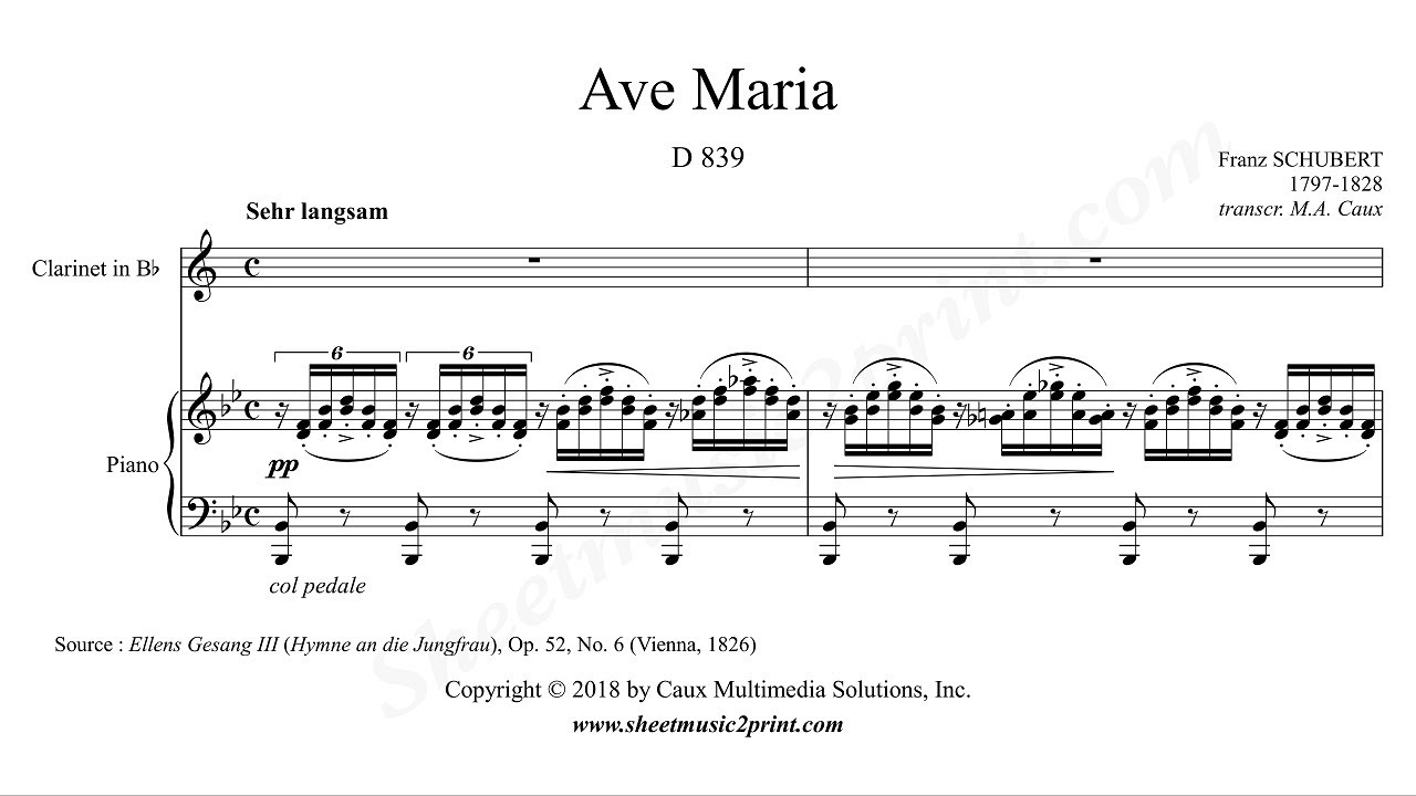 Schubert Ave Maria Clarinet Youtube