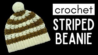 Easy Crochet Striped Beanie Using the Cable Stitch