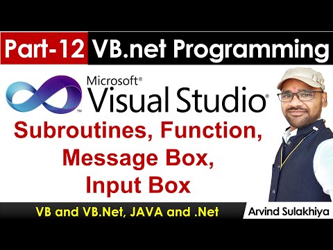 Part-12- Beginners Vb.net Tutorial in Hindi- Subroutines, Function, Message| Visual Studio By Arvind