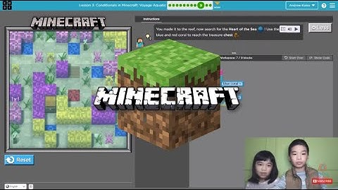 How to Code MINECRAFT Voyage Aquatic in Code.org: Course E Lesson 3 Puzzle 7-9