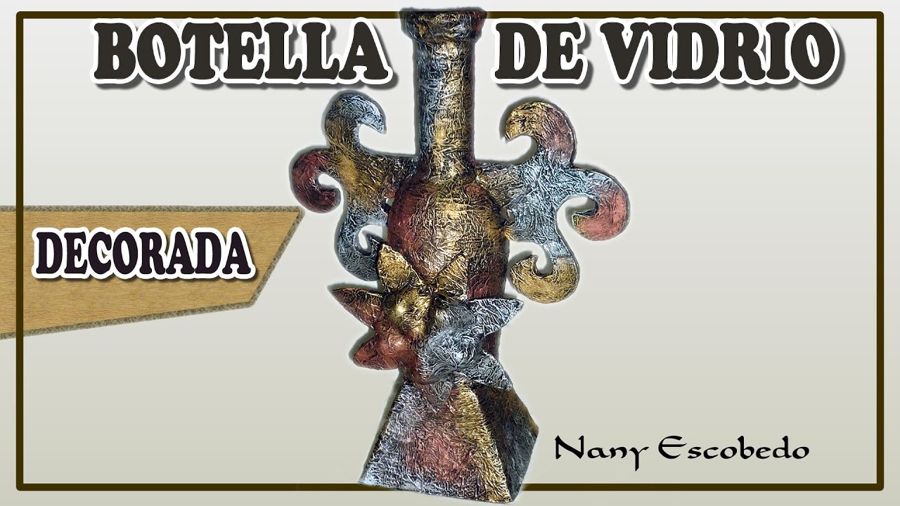 BOTELLA DE VIDRIO DECORADA