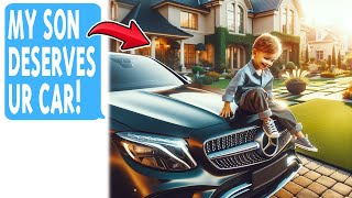 Karen Assumes My Luxury Car is a Toy for Her Son! Boldly Demands My Car Keys!