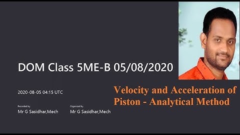 Dynamics of Machinery - Velocity and Acceleration of Piston (Analytical Method)