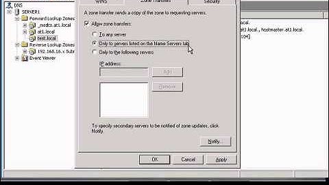 Allow zone tranfers to specified DNS servers in DNS manager