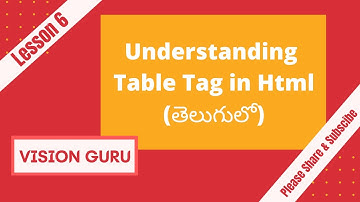 What is Table tag and How to create html tables using table tag | HTML in Telugu