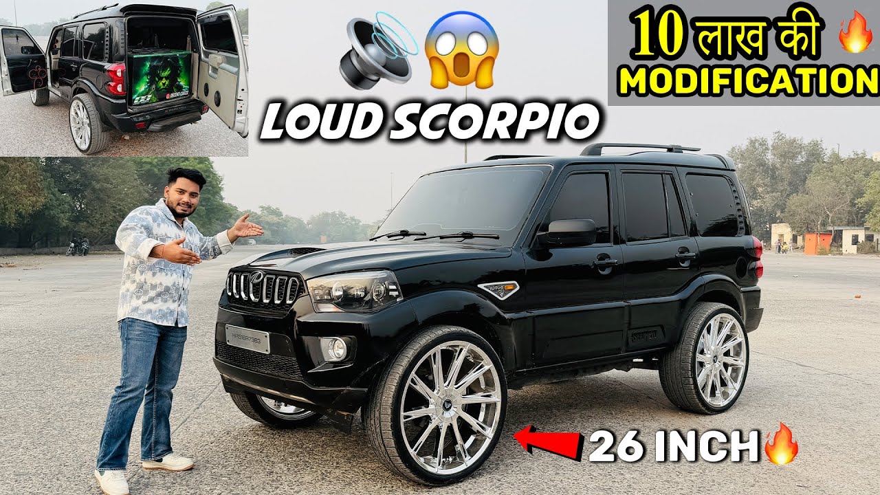 26 Inch Alloy Wheels in Black Mafia Scorpio🔥😱 Loud Scorpio 4 woofer 🔊🔥16 midrange