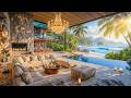 Tranquil Morning Jazz by the Beach ~ Gentle Jazz Piano Music &amp; Ocean Sounds for Stress Relief, Focus