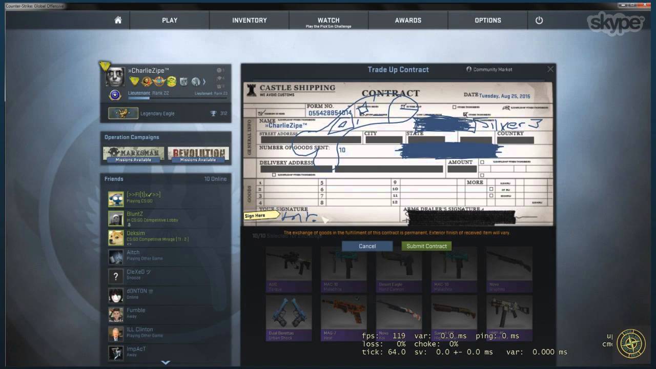 #1 Trade-up | M4A1-S Knight 10% Chance - YouTube