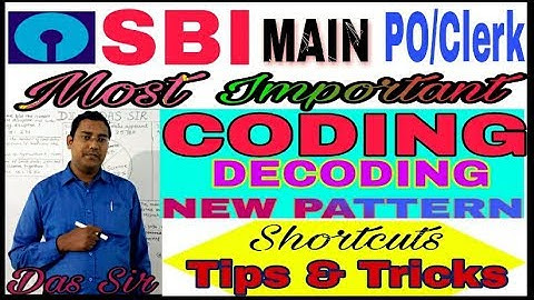 Coding Decoding/SBI MAIN PO/CLERK/IBPS/RRB/RBI/NTSE BY DAS SIR/Shortcuts tips &tricks