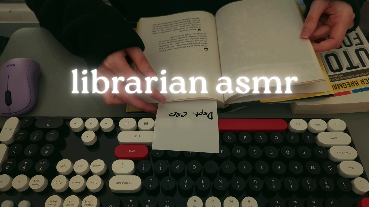 [cozy asmr] library book inspection & sorting📚no talking, thocky keyboard & silent mouse