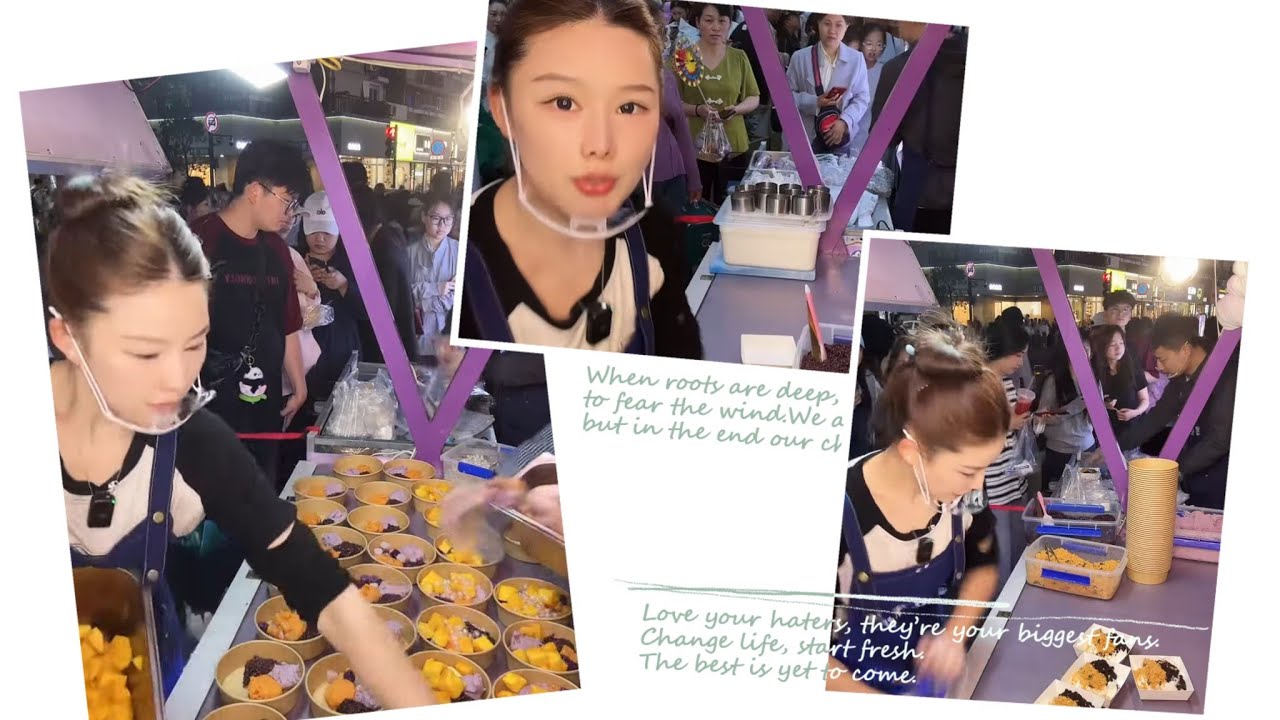 美女姐姐擺攤賣紫米芋泥奶蓋，超好吃😋#fruit #小吃 #food #奶酪 #水果 #美食 #streetfood #eat #cheese #创业 #dessert #街头美食 #夜市