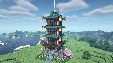 Minecraft Tutorial - How to Build a Japanese Pagoda #44