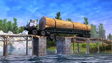 EXTREME! Logging Truck BARELY Survives DANGEROUS Bridge Crossing