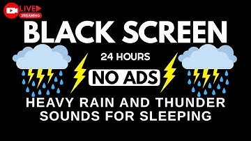 🔴 Heavy Rain and Thunder Sounds for Sleeping - Black Screen | Thunderstorm Sounds for Deep Sleep