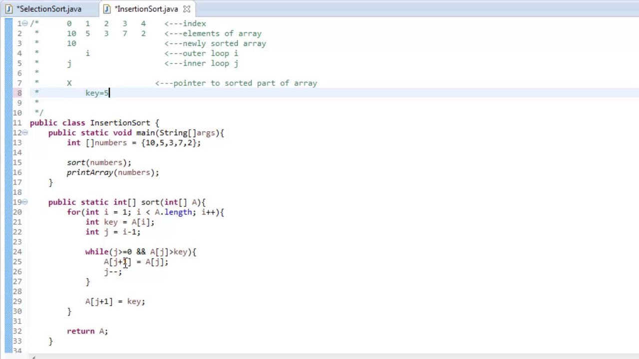 Java Algorithm Insertion Sort YouTube