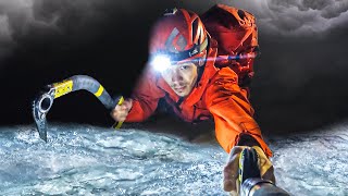 Freezing Solo Ice Climbing in The Dark