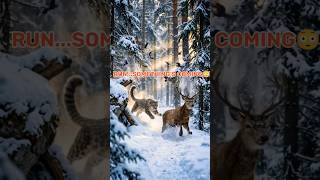 Deer in Danger Snow Forest Part 3 ❄️🦌😳 #shorts #snowforest #deer #wildlife #danger #nature #forest