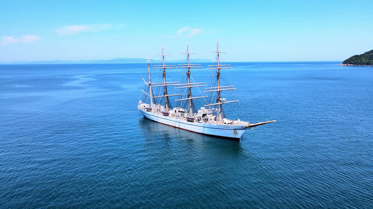【4K】帆船  日本丸  鹿児島県肝属郡肝付町内之浦