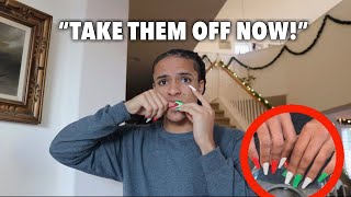 MAKING MY BOYFRIEND WEAR ACRYLIC NAILS FOR 24 HOURS!!