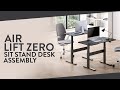 Desky air lift zero sit stand desk assembly
