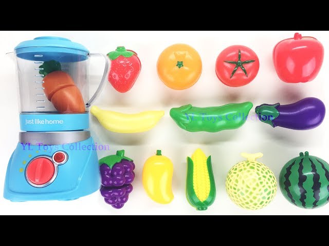 Learn Colors and Names Fruit Vegetables Strawberry Tomato Apple Velcro Cutting Slime Surprise Kinder class=