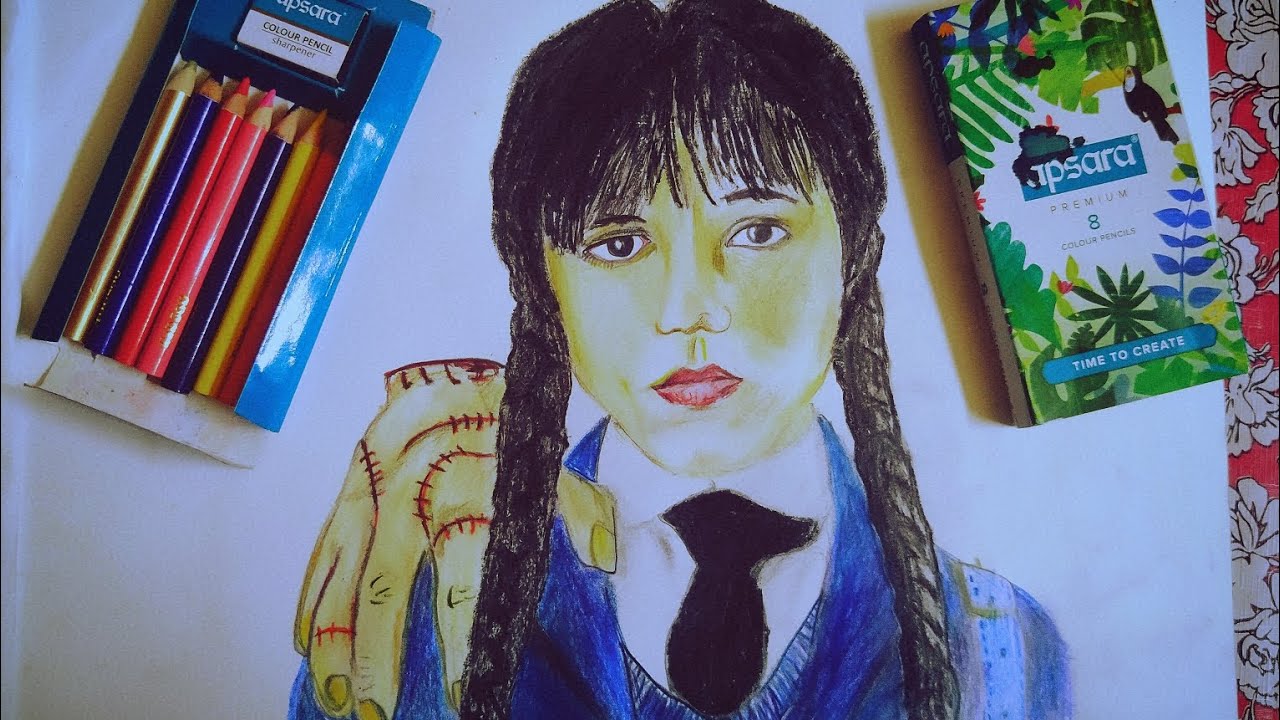 Wednesday drawing with the most cheapest pencils in the world (₹4)😍 YouTube