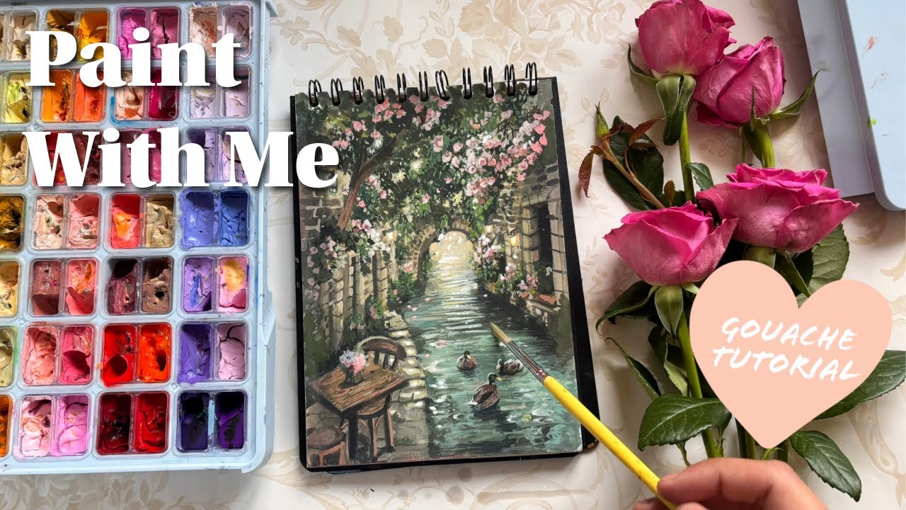 Gouache Painting Tutorial | Paint With Me - By The River - YouTube