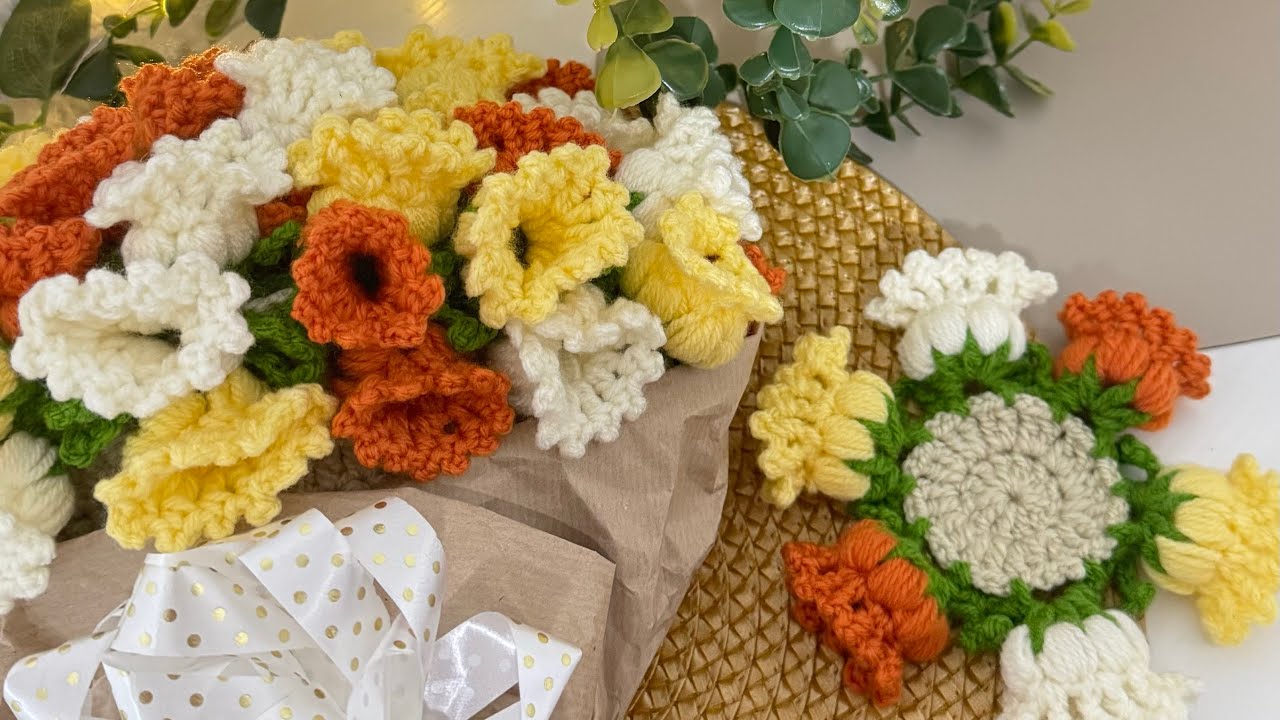 كروشيه غطاء طاولة بوكيه ورد مفرش ترند بطريقة سهلةوبسيطة  