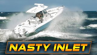 BOATS FIGHT NASTY WAVES AT BOCA INLET! | Boats vs Haulover Inlet