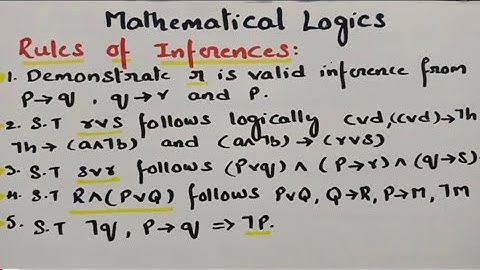  Rules of Inference#Rule p Rule T# Mathematical Logics#MFCS #DMS Imp Problems