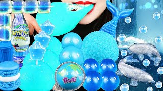 ASMR BLUE DESSERTS *HOMEMADE MOCHI, SNOBALL, EARTH GUMMI CANDY, MACARON, JELLY, EATING SOUNDS 먹방 咀嚼音