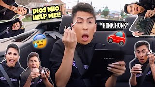 Doing my MAKEUP in my CONVERTIBLE CAR!! | Louie's Life