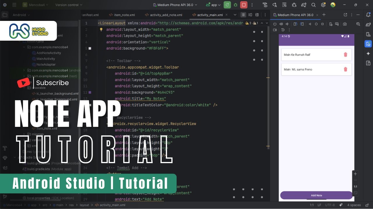 Cara Membuat Aplikasi Notes Sederhana di Android Studio | Tutorial Step ...