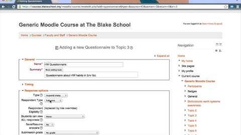 Moodle Questionnaire - Part 1: Creating a Questionnaire