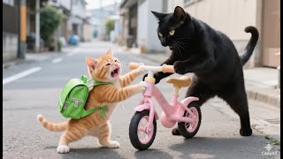 Kitten’s Bike Gets Stolen by a Stray Cat— Mama Cat Reacts with Unexpected Kindness