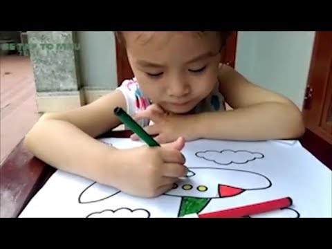Bé Tô Màu Máy Bay Nhiều Màu Sắc - Tranh Tô Màu Cho Bé 3 Tuổi