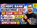 HDFC Bank Recruitment 2026 | HDFC Job Vacancy 2026 | Bank Recruitment 2026 | New Bank Vacancies 2026