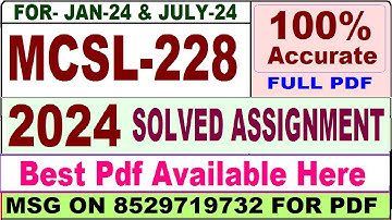 mcsl 228 solved assignment 2024 / mcsl 228 solved assignment 2023-24 / ignou mca mcsl228 solved 2024