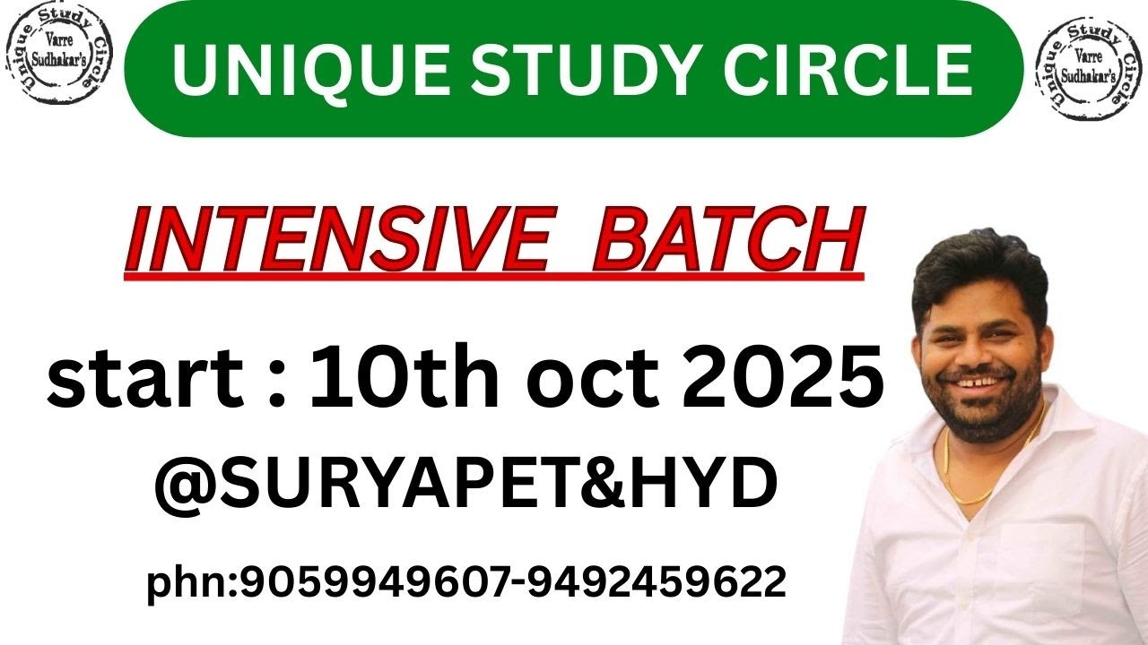 INTENSIVE BATCH 2025 | Unique Study Circle |Suryapet & Hyderabad | Boys & Girls |Starts 10th October