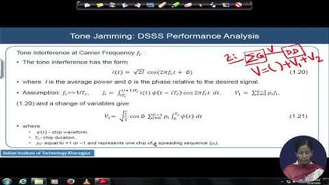Lecture 17: Performance Analysis of DSSS in Presence of Tone Jamming