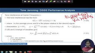 Lecture 17: Performance Analysis of DSSS in Presence of Tone Jamming