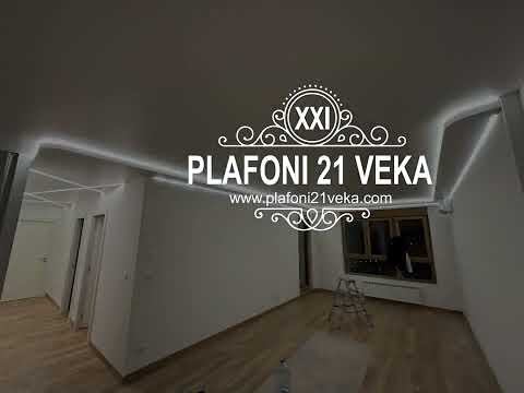 PLAFONI 21. VEKA saten bela boja sa led linijama