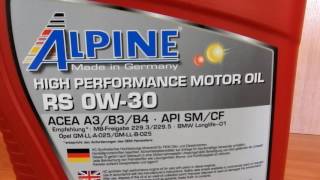 Моторное масло Alpine RS 0W-30. Обзор.