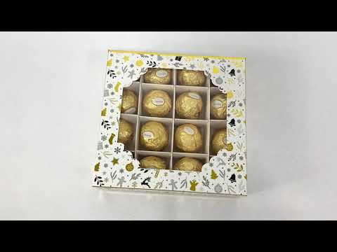 window chocolate candy sweet macaron cake packaging gift box with 16 grids paper insert dividers