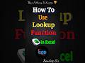 How to use lookup function in excel tips and tricks 💯💫#exceltips #tutorial #shortvideo
