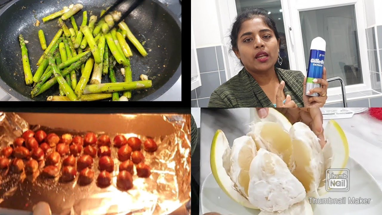 How to Roast Chestnuts / Pan Fried Asparagus / How to peel Pomelo / shaving cream cleaning tips