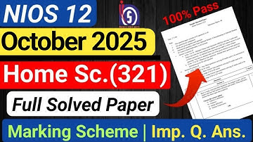 NIOS Home Science Question Paper Solved 2025