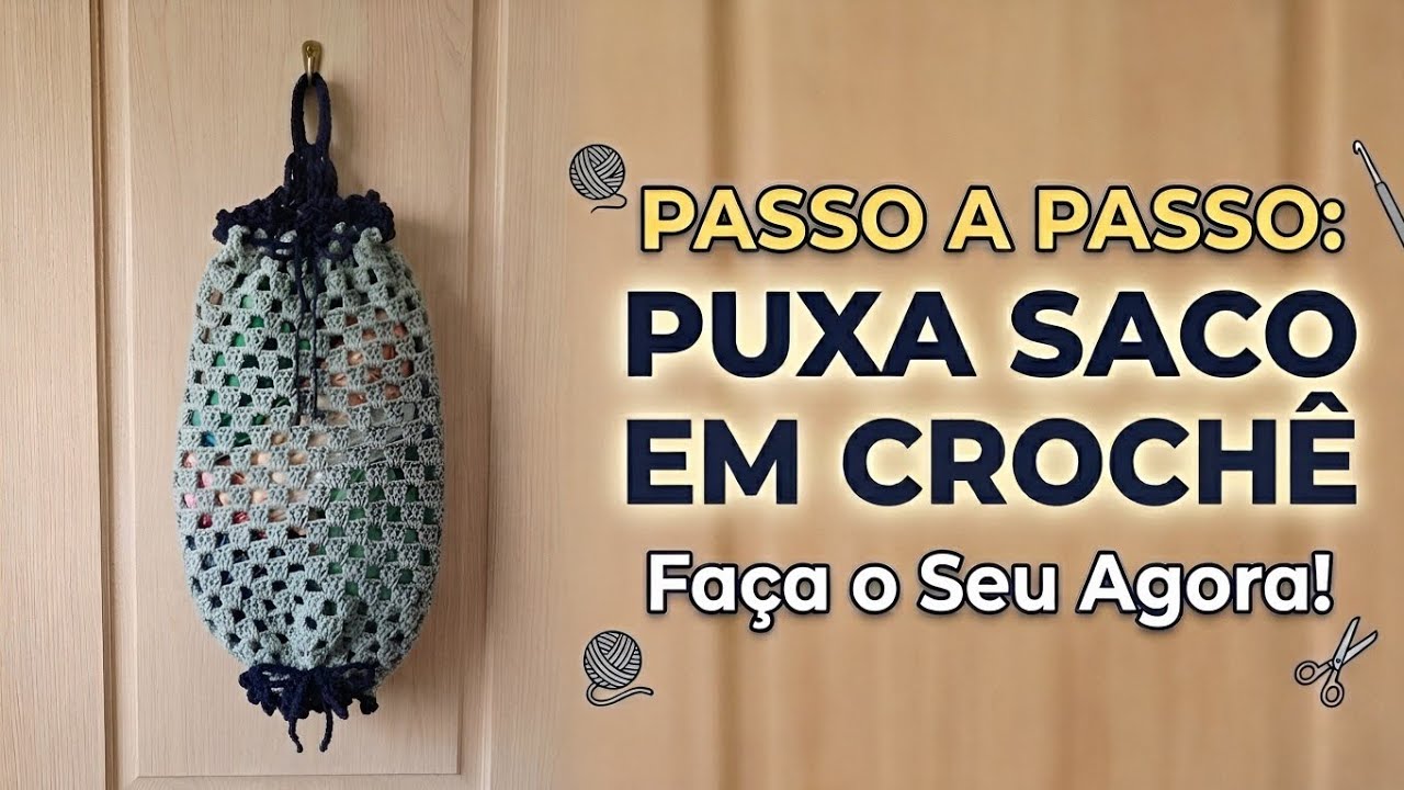 Aprenda a fazer, puxa saco em crochê, rápido, fácil e econômico. 