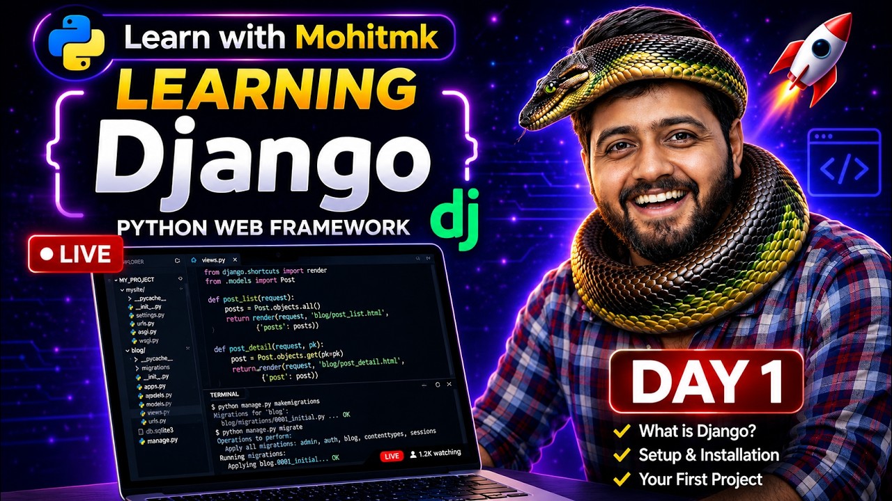 Django Full Course Day 1 🚀 | Python Web Framework for Beginners | Live ...